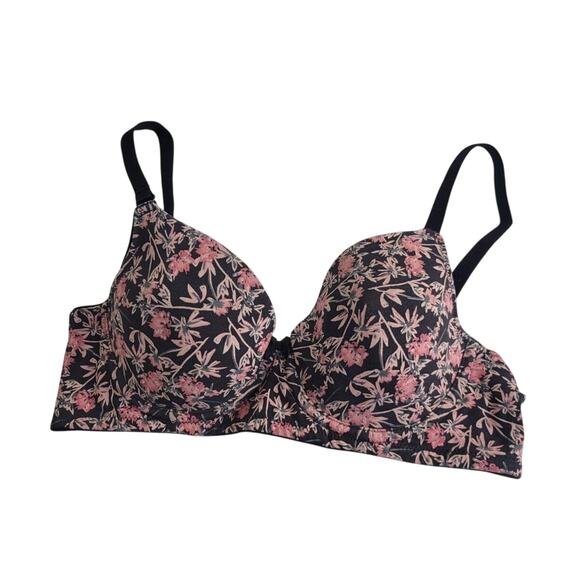 Fig Pink Floral Full Figure Convertible Adjustable Underwire T-Shirt Bra Sz 34B - Picture 1 of 7